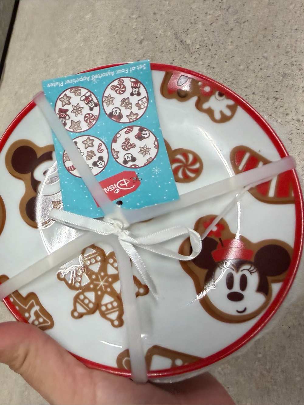 Disney Holiday Mickey Gingerbread Appetizer Plates - Red & Brown
